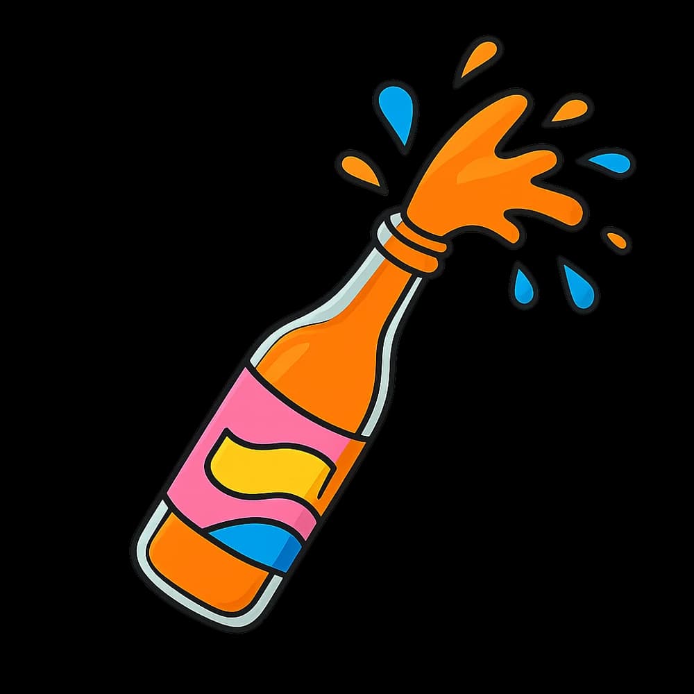 Instagram post mockup of a colorful splashing beverage bottle used as example social content